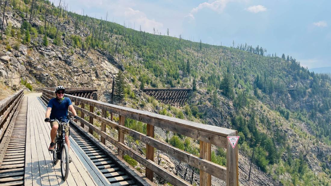 The views are spectacular as you cycle high along the winding Myra Canyon |  <i>Rob Feakins</i>