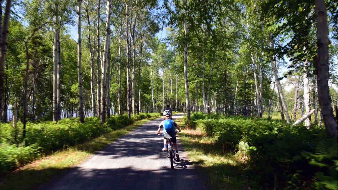 Child enjoying the path in Parc Pointe-Taillon |  Nathalie Gauthier