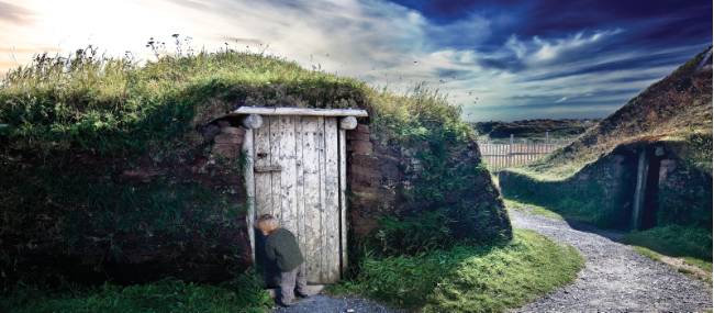 Sod Hut at L'Anse aux Meadows, Newfoundland | Barrett & MacKay Photo